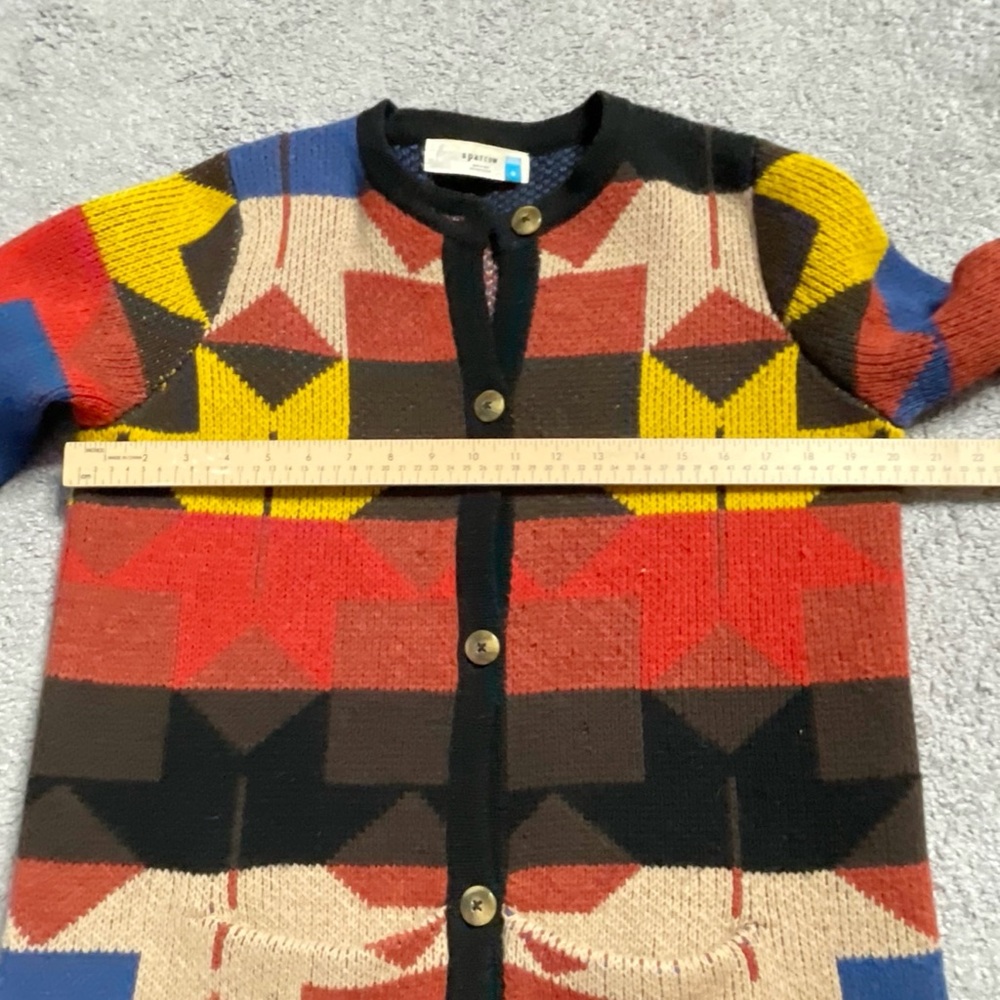Sparrow Anthro Multicolor Geometric Lodestar Wool Cardigan Sweater Medium - Picture 4 of 9
